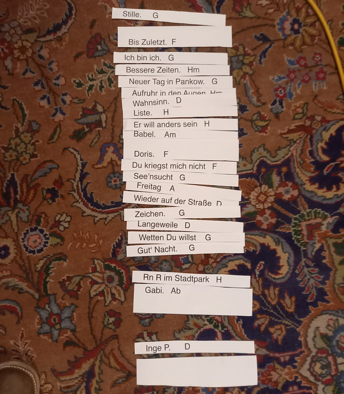 Setlist 2025, erster Versuch im Proberaum